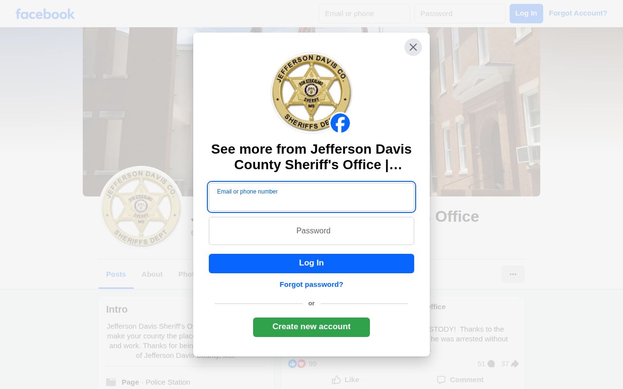 Jefferson Davis County sheriff photo and release discovery source