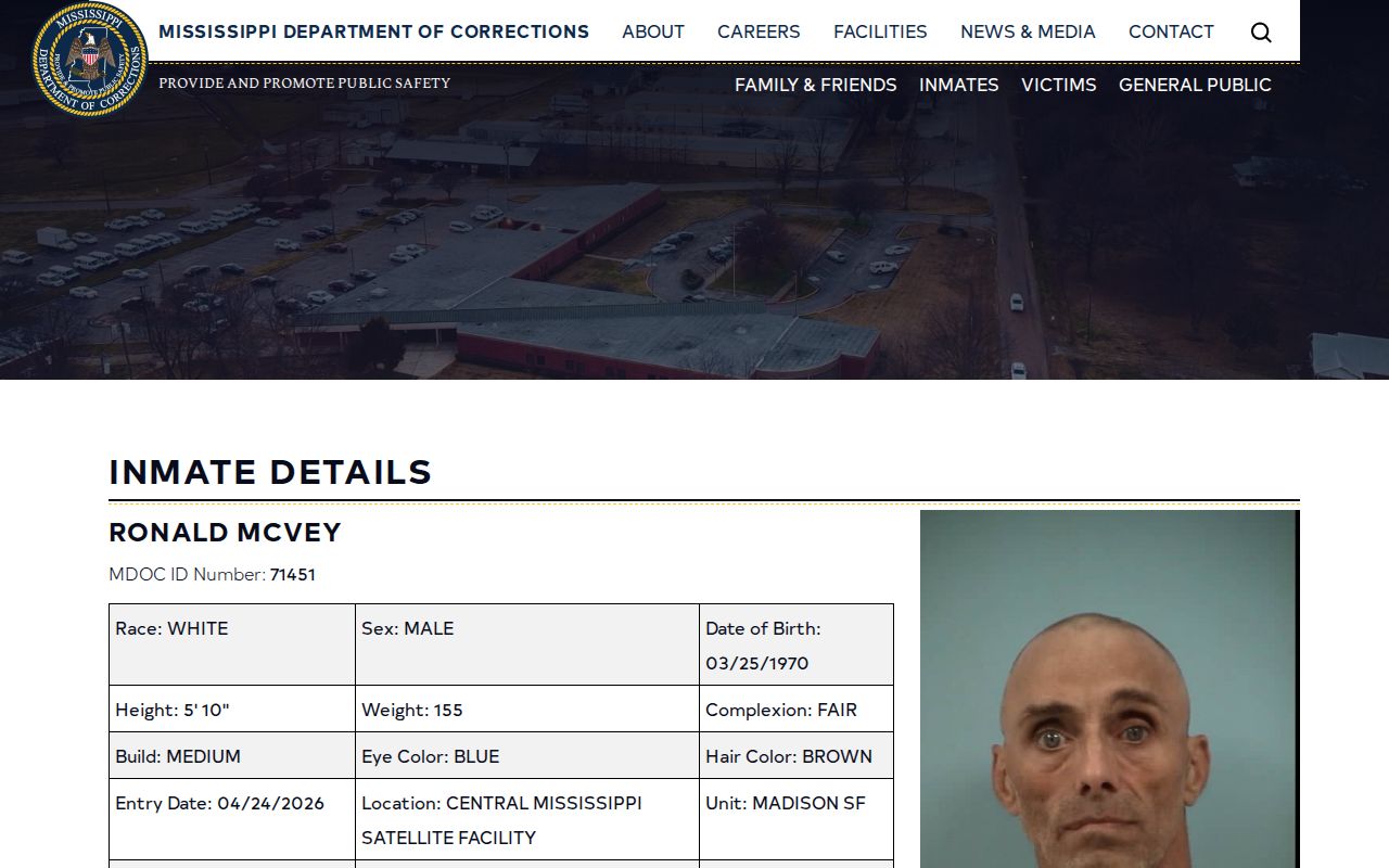 MDOC tentative release date record used for Jefferson Davis County release searches